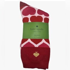 Kate Spade New York Valentine's Day Crew Socks 3 Pack Red Multi NWT